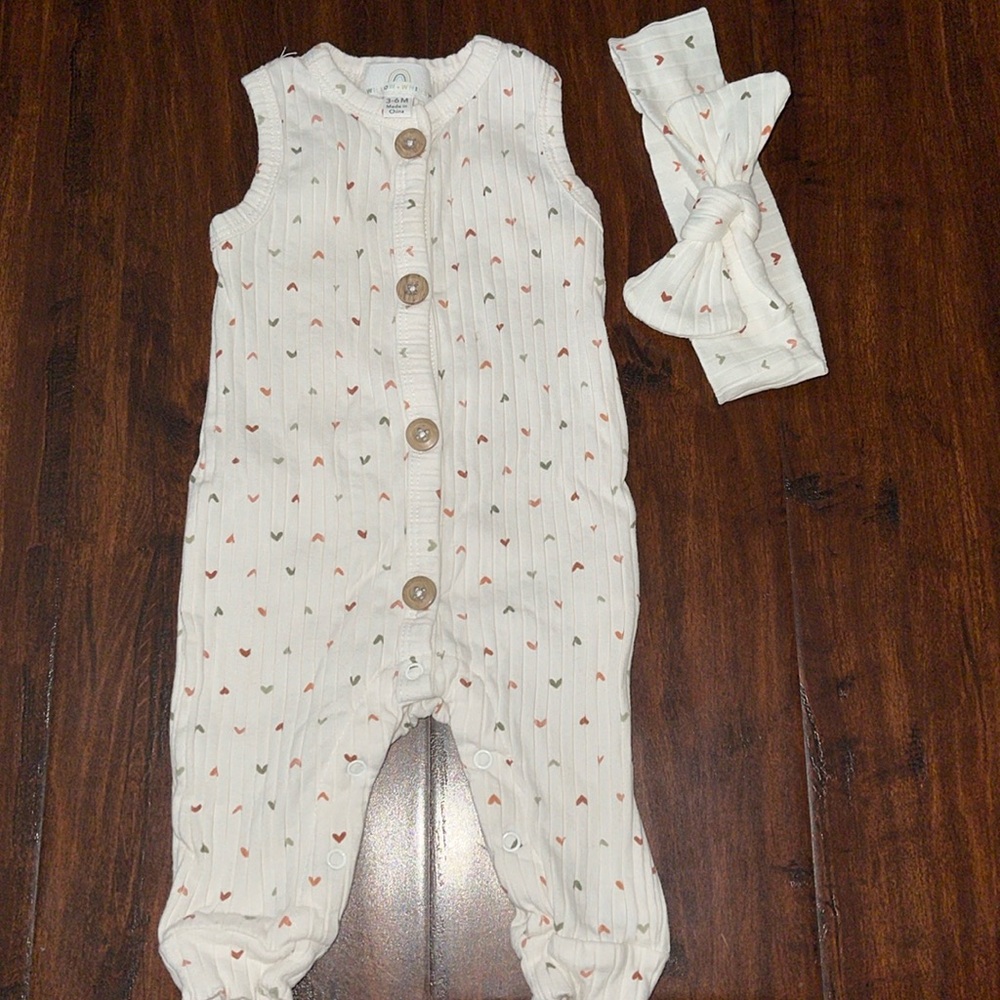 4 For $12 Baby Girl Jumpsuit With Headband